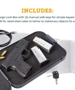 SnapSafe Portable Lock Box for Guns and Valuables – Includes Lock Box, 2 Keys and Patented Security Cable – An Ideal Car Gun Safe – XL, Black, 10 x 7 x 2 Inches X-large Grey- 75210 40 81YamCuRdBL