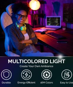FluxSmart Bluetooth Light Bulb, Smart LED Bulb, Dimmable Smart Bulb, Smartphone-Controlled Hue Bulb with 16 Million Color Options, Compatible with iOS and Android Devices, 7W, A19, E26 Base 60 Watt Equivalent - Classic 23 81Yc RoqETL