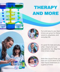 HeyWhey Liquid Motion Bubbler Timer- Ideal Sensory Toy for Kids and Adults, 3-Pack, Calming Stress Relief Fidget Toys for Kids with ADHD, Anxiety, and Autism,Desk Decor for Special Education Classroom Blue Spiral 16 81Yc4WtF3QL