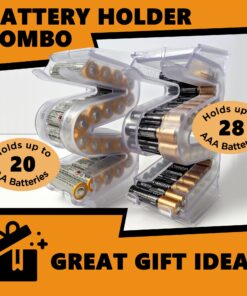 Battery Ladder (TM) Clear AA & AAA Combo Battery Holder/Storage - Vertical Organizer Case That Holds 28 AAA & 20 AA Batteries - Stackable, Expandable and Wall Mountable - Combo Pack 20 81Ycf3RCnPL