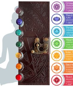 Leather Chakra Journal: Unlock Your Inner Magic with 7 Stones Celtic Notebook | Leather Bound Journal, Book of Shadows & Wiccan Gift | Diary with Lock for Witches, Goth Lovers, and D&D Enthusiasts Blank Paper 28 81Ydenb0t2L