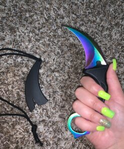 F-FORCE Stainless Steel Tactical Karambit Hawkbill Knife with Sheath and Cord (Colorful) 25 81YeM63kNVL