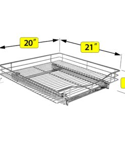 LYNK PROFESSIONAL® Pull Out Cabinet Organizer, 20"W x 21"D - Slide Out Drawers for Kitchen Cabinets - Sliding Pantry Shelves - Roll Out Shelf Storage for Pots, Pans - Lifetime Limited Warranty, Chrome 20" W x 21" D 20x21 Chrome 25 81YePVsErGL
