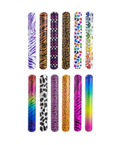 Super Z Outlet Slap On Plastic Vinyl Retro Bracelets with Colorful Hearts & Animal Print Design Patterns for Children, Toy Party Favors (72 Pack) 17 81Yg1Fot5FL