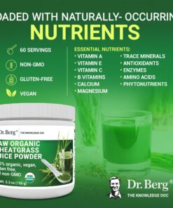 Dr. Berg's Wheatgrass Superfood Powder - Raw Juice Organic Ultra-Concentrated Rich in Vitamins and Nutrients - Chlorophyll and Trace Minerals - 60 Servings - Gluten-Free Non-GMO - 5.3 oz (1 Pack) 1 Pack 20 81YggLMopDL