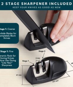 Home Hero 7 Pcs Kitchen Knife Set, Chef Knife Set & Steak Knives - Professional Design Collection - Razor-Sharp High Carbon Stainless Steel Knives with Ergonomic Handles (7 Pcs - Black) 7 Pcs - Black 26 81YhKKMJYNL