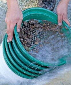 SE 13 1/4 Inch Stackable Classifier Gold Prospecting Pan Set - Includes 1/2" 1/4" 1/8" 1/12" and 1/20" Stainless Steel Mesh Sifting Pans, Green, 5 Pack 5 Pieces 23 81YhrR tb L