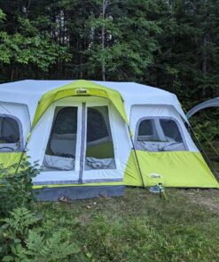 CORE 12 Person Instant Cabin Tent | 3 Room Huge Tent for Family with Storage Pockets for Camping Accessories | Portable Large Pop Up Tent for 2 Minute Camp Setup Green 42 81YiDjbelYL