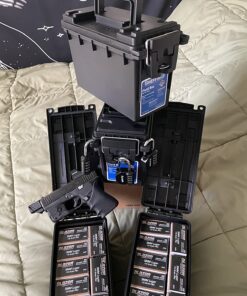 Sheffield 12629 Field Box, Ammo Storage Can and Water Resistant Ammo Can, Bullet Case Designed for Pistol, Rifle, or Shotgun Ammo Storage, Stackable and Lockable Ammo Box, Made in The USA, Black 68 81Yk8LjBNxL