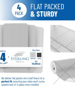 Shelf Liners for Wire Shelf System - Set of 4 in Clear 18 x 36 inch - Plastic Wire Shelving Shelf Mats 18"x36" 4pcs 16 81YkoDf8dJL