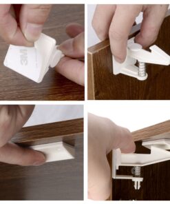 Alternative view of Child Safety Cabinet Locks Latches - 12 Pack,Kids Baby Proofing Lock Child Proof Drawer Locks - Cupboard Hidden Latch - Adhesive,Door Spring Lock - No Tools,Drill (White)