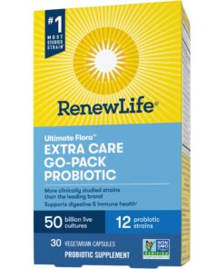 Renew Life Extra Care Go-Pack Probiotic Capsules, Daily Supplement Supports Immune, Digestive and Respiratory Health, L. Rhamnosus GG, Dairy, Soy and gluten-free, 50 Billion CFU, 30 Ct 30 Count (Pack of 1) 18 81YpB6VDXL