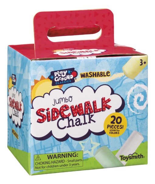 Toysmith Jumbo Sidewalk Chalk, Assorted Colors (Packaging May Vary), For Boys & Girls Ages 3+