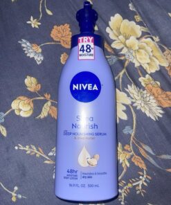 NIVEA Shea Nourish Body Lotion, Dry Skin Lotion with Shea Butter, 16.9 Fl Oz Pump Bottle 16.9 Fl Oz (Pack of 1) 41 81Yr6aGItbL