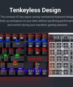 Redragon K552 Mechanical Gaming Keyboard 87 Key Rainbow LED Backlit Wired with Anti-Dust Proof Switches for Windows PC (Black Keyboard, Red Switches) 87 Key Red Switch Black 29 81Ys8qu3D2L