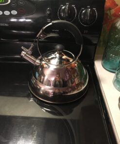 Willow & Everett Whistling Tea Kettle for Stove Top - 2.75 Quart Tea Pots for Stove Top w/Stainless Steel, Mirror Finish & Strainer Single Handle 51 81Yu4j9bn3L