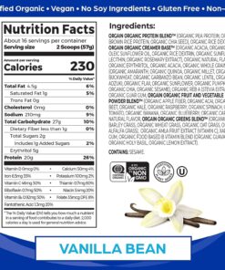 Alternative view of Orgain Organic Vegan Meal Replacement Protein Powder, Vanilla Bean - 20g Plant Based Protein, Gluten Free, Dairy Free, Lactose Free, Soy Free, No Sugar Added, For Smoothies & Shakes - 2.03lb