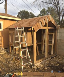 EZBUILDER 70187 Peak Style Shed Instant Framing Kit, 7'x8', Brown 59 81Yxy2jwk5L