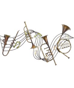Alternative view of Deco 79 Metal Musical Notes Wall Decor with Trumpets, 39" x 4" x 22", Brown 39" x 4" x 22"