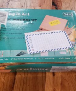 Falling in Art Tabletop Easel Set - 24 Pieces Starter Kit - Artist Acrylic Painting Kit with 12 Acrylic Paints Set, Canvas Panels, Brushes, Wooden Palette for Kids, Adults, Beginners, Professionals 24 PCS Drawer Easel Painting Set 64 81Yzr3PmDcL