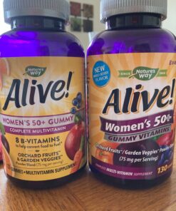 Nature's Way Alive! Women’s 50+ Daily Gummy Multivitamin, Supports Multiple Body Systems*, Supports Healthy Heart, Brain & Bones*, B-Vitamins, Mixed Berry Flavored, 130 Gummies (Packaging May Vary) 130 Count (Pack of 1) 24 81Z 0GbR0L 1