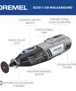 Dremel 8220-1/28 12-Volt Max Cordless Rotary Tool Kit- Engraver, Sander, and Polisher- Perfect for Cutting, Wood Carving, Engraving, Polishing, and Detail Sanding- 1 Attachment & 28 Accessories 29 Piece Kit 24 81Z2rPPpDLL 2