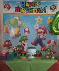 Super Mario Happy Birthday Giant Scene Setters Wall Decorating Kit Party Backdrop, 5 Pieces, Made from Vinyl, Multicolor, 59" x 65" by Amscan 21 81Z31bsRmiL