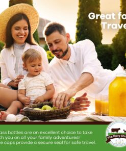 The Dairy Shoppe Heavy Glass Milk Bottles - Jugs with Lids and Silicone Pour Spouts - Clear Milk Containers for Fridge - Reusable Glass Milk Jug Dispenser - Made in USA (64 oz, 2 Pack) 64 oz 25 81Z36ZOmPqL