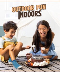 Nostalgia Tabletop Indoor Electric S'mores Maker - Smores Kit With Marshmallow Roasting Sticks and 4 Trays for Graham Crackers, Chocolate, and Marshmallows - Movie Night Supplies - Brown S'mores Maker Brown 25 81Z4UofTeIL