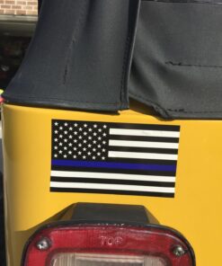 Thin Blue Line Flag Decal - 3x5 in. Black White and Blue American Flag Sticker for Cars and Trucks - in Support of Police and Law Enforcement Officers (1) 1 26 81Z4cS3uQNL
