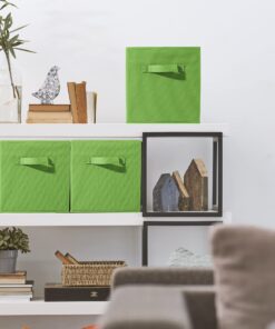 Sorbus Foldable Storage Cubes - 6 Fabric Baskets for Organizing Pantry, Closet, Shelf, Nursery, Playroom, Toy Box, Cubby - 11 Inch Dual Handle Collapsible Closet Organizers and Storage Bins (Green) Green 26 81Z4xm6YvXL