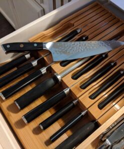 Utoplike In-Drawer Bamboo knife block, Drawer Knife Set Storage, Knife Organizer and Holder with Slots for 16 Knives and 1 Sharpening Steel (Not Included)-Kitchen Drawer, Counter Top 36 81Z5HP8haL
