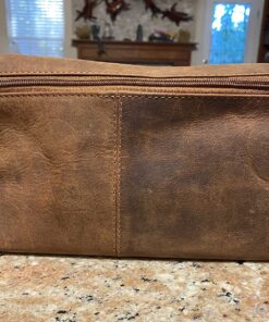 RUSTIC TOWN Buffalo Leather Toiletry Bag : Vintage Travel Shaving & Dopp Kit : for Toiletries, Cosmetics & More : Spacious Interior & Waterproof Lining : Compact, Fits Easily in Luggage Brown 35 81Z6U6NgWQL 1