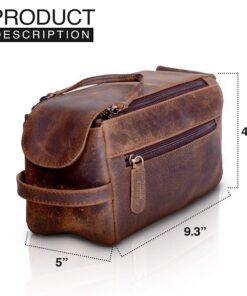 KOMALC Premium Buffalo Leather Unisex Toiletry Bag Travel Dopp Kit Distressed Tan 42 81Z9G2VSWML