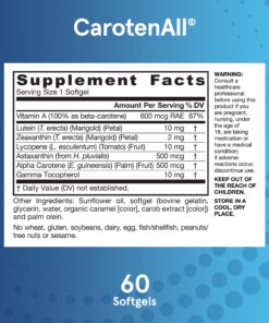Jarrow Formulas CarotenAll - 60 Softgels - Supplement Provides Seven Major Carotenoids Found in Fruits & Vegetables to Support Cardiovascular & Vision Health - Up to 60 Servings 60 Count (Pack of 1) 18 81Z9SB7qJ9L 1