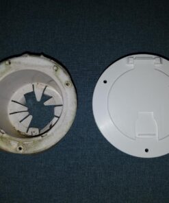 JR Products 541-2-A Polar White Deluxe Round Electric Cable Hatch with Back 21 81ZB0tSi5kL