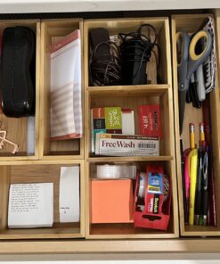 Bamboo Junk Drawer Organizer and 6 Storage Box Dividers Set,8 Compartment Organization Tray Holder for Craft,Sewing,Office,Bathroom.Kitchen … L1(15*18") 30 81ZBuZJh nL