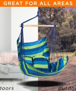Sorbus Stylish Swing Chair - Fine Cotton Weave for Super Comfort & Durability - Hanging Hammock Chair w/2 Seat Cushions- Portable Outdoor Hanging Chair w/Hardware Kit - Indoor Outdoor Use - Max 265lbs Blue 29 81ZEO1GRPnL 1