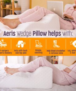 Aeris Wedge Pillow for Sleeping -Post Surgery Pillow -Unique Curved Design -Memory Foam- Incline Pillow for Elevation,Pregnancy,Reading Snoring,Back & Knee Support,Breathing –,Washable Cover 25"x25"x8.5" 25 81ZEUdwK1YL