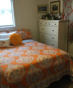 Lush Décor Harley Quilt Damask Pattern Reversible 5 Piece Bedding Set, King, Tangerine 46 81ZEuVC stL