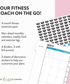 me & my BIG ideas 4 Month Fitness Extension - The Happy Planner Scrapbooking Supplies - Pre-Punched Pages - Food & Exercise Logs - Inspirational Dividers & Stickers To Stay on Track - Classic Size 28 81ZFgV0HuAL