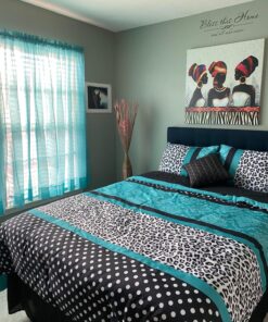 Mi Zone Comforter Set Fun Bedroom Décor - Modern All Season Polka Dot Print, Vibrant Color Cozy Bedding Layer, Matching Sham, Decorative Pillow, Full/Queen, Leopard Teal 4 Piece 40 81ZHj2eheAL