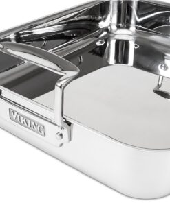 Viking Culinary 3-Ply Stainless Steel Roasting Pan, Includes a Nonstick Rack, Dishwasher, Oven Safe, Works on All Cooktops including Induction 34 81ZINRvQG9L