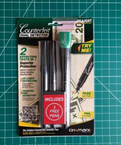 Dri Mark Dual Test - The Original Smart Money Pen with UV LED Cap Counterfeit Detector System - Plus 2 Free Detector Pens - Money Loss Prevention - Fraud Protection, Black, 3 Count (Pack of 1) 46 81ZIsVLKg2L