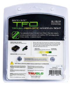 TRUGLO TFO Tritium & Fiber-Optic Handgun Sight | Snag-Resistant Front & Rear Bright Night Sights, Compatible with Glock Handguns Green Front / Yellow Rear Glock Low Set 29 81ZLAJb0buL