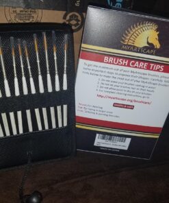 MyArtscape Miniature Paint Brushes with Holder, Set of 12 for Detail & Fine Point Painting - use with Acrylic, Watercolor, Oil, Gouache - for Pinstriping, Warhammer 40k & Lettering - Art Supplies Miniature Brushes With Holder 33 81ZM2GKLtfL