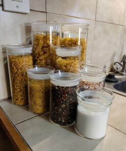 ZENS Glass Canisters Jar with Lid, Airtight Sealed 15 Fluid Ounce Spice Jars Sets of 2, Clear Small Kitchen Storage Containers for Herbs,Tea 4.76 x 3.15 IN 03-15oz*2 33 81ZN5IXnLUL