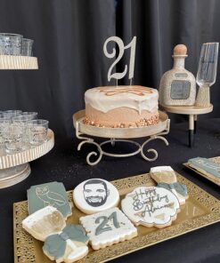 Silver Spoons and More lace Rim 14" x 7.5" Heavyweight Plastic Set of 2 Serving Trays, gold 21 81ZNm6Q1OiL