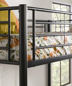 Walker Edison Timothee Urban Industrial Metal Twin over Loft Bunk Bed, Twin Size, Black 37 81ZQbvYOH3L