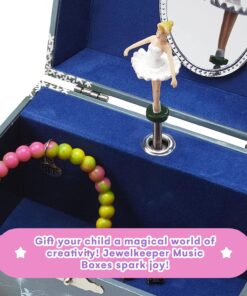 Jewelkeeper Girl's Musical Jewelry Storage Box with Twirling Fairy Blue and White Star Design, Swan Lake Tune 20 81ZROxj RoL